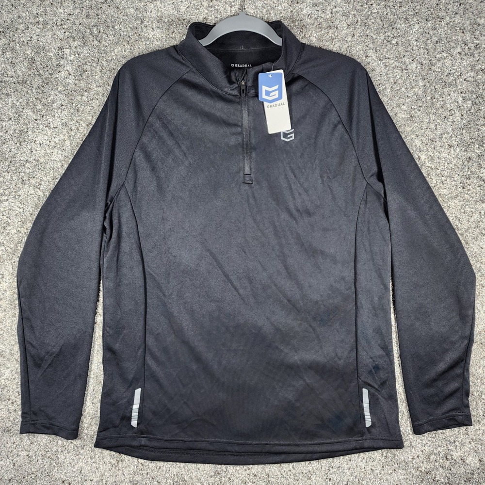 Gradual 1/4 Zip Pullover Mens Size M Black Athletic Running Shirt NWT